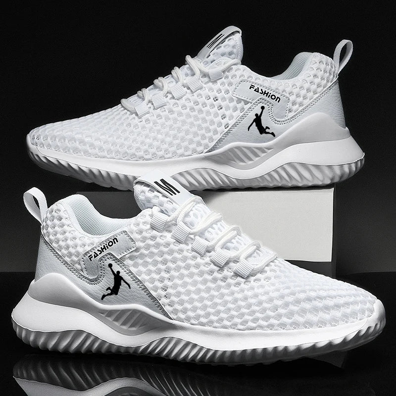 Unisex White Breathable Mesh Sports Shoes